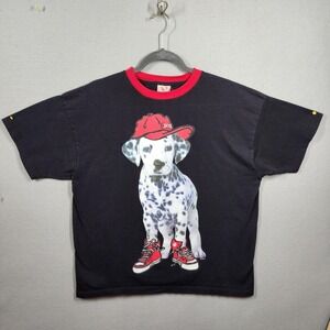 Dalmatians Ringer T Shirt Mens Large Black Red‎ Dog Puppy Graphic Tee 101 Hat